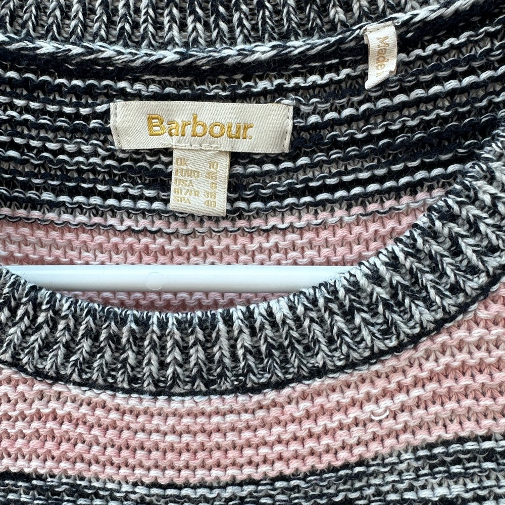 Barbour Women's Striped Pink, Gray, and Green Sweater - Picture 3 of 4